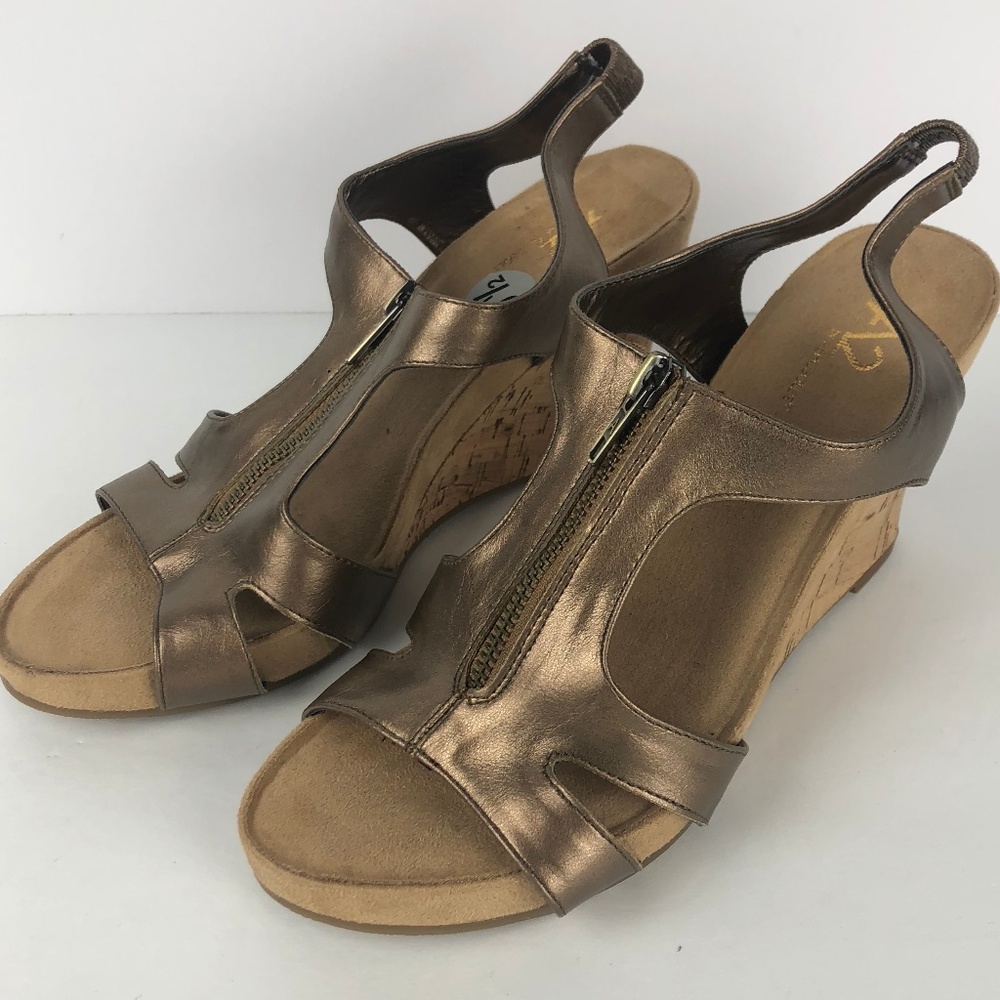 A2 Aerosoles Brown Bronze Metallic Wedge Heel 9.5
